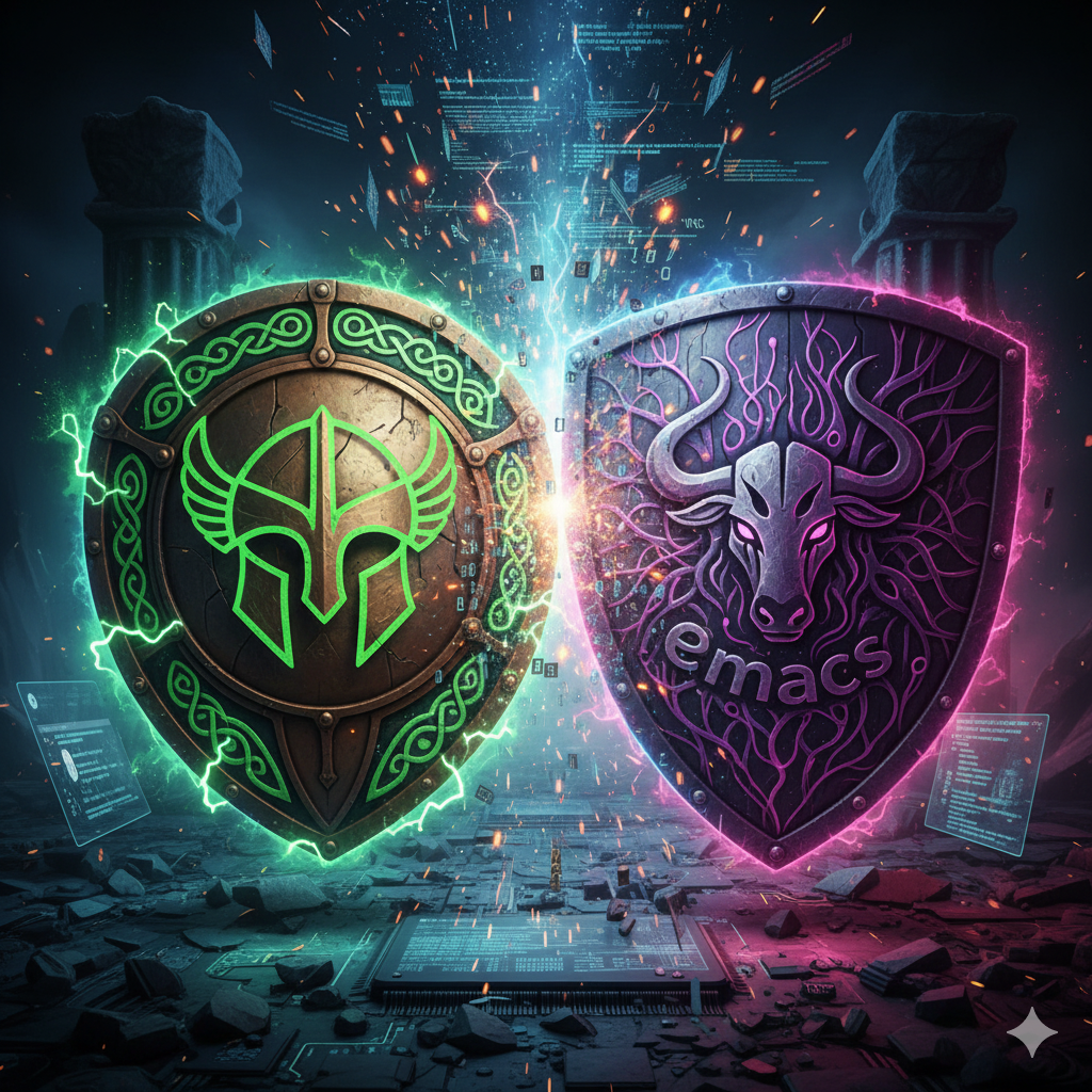 A Guerra dos Editores: Vim vs. Emacs e a Cultura Hacker (Edição Definitiva)